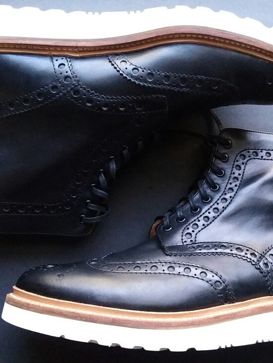 Grenson England Fancy Brogue Genuine Leather Derby Biker Boots Men\'s size 10.5 main image 10